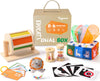Toyssa Montessori Toys For Babies 0-6 Months, 6 In 1 Wooden Learning Educational Sensory Toys With Spinning Drum & Tissue Toys & Baby Rattle & Flash Card, Birthday Gifts For Babies Boys Girls