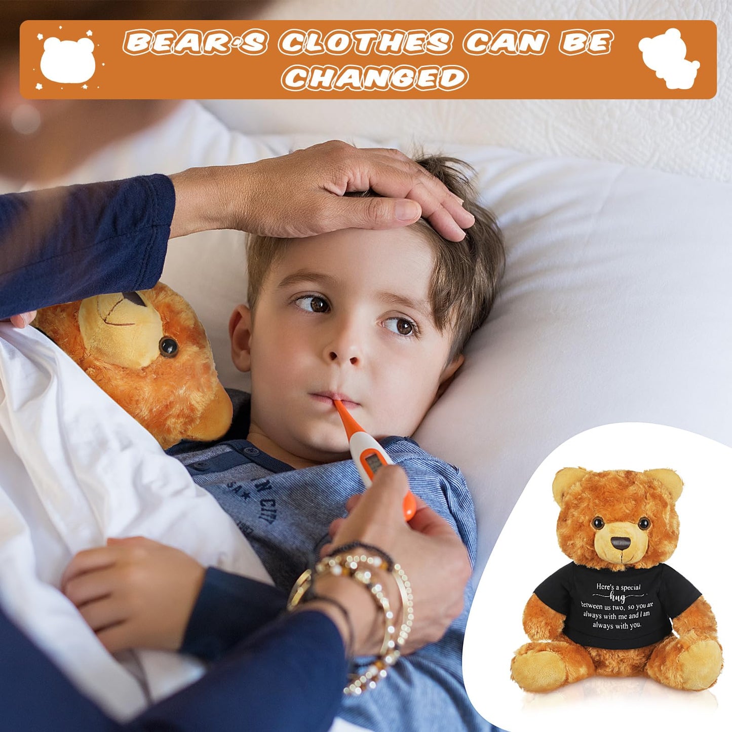 Deekin 2 Pcs Sympathy Gift Small Bear 9.8 Inch Plush Stuffed Animal With A Bear Hug Sign Condolences Memorial Loss Of Loved Idea