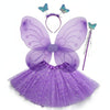 APIRILY Tulle Butterfly Costume Set Mesh Butterfly Wings Costume Wire Accents Tutu Skirt Set Transparent Layered for Children, P