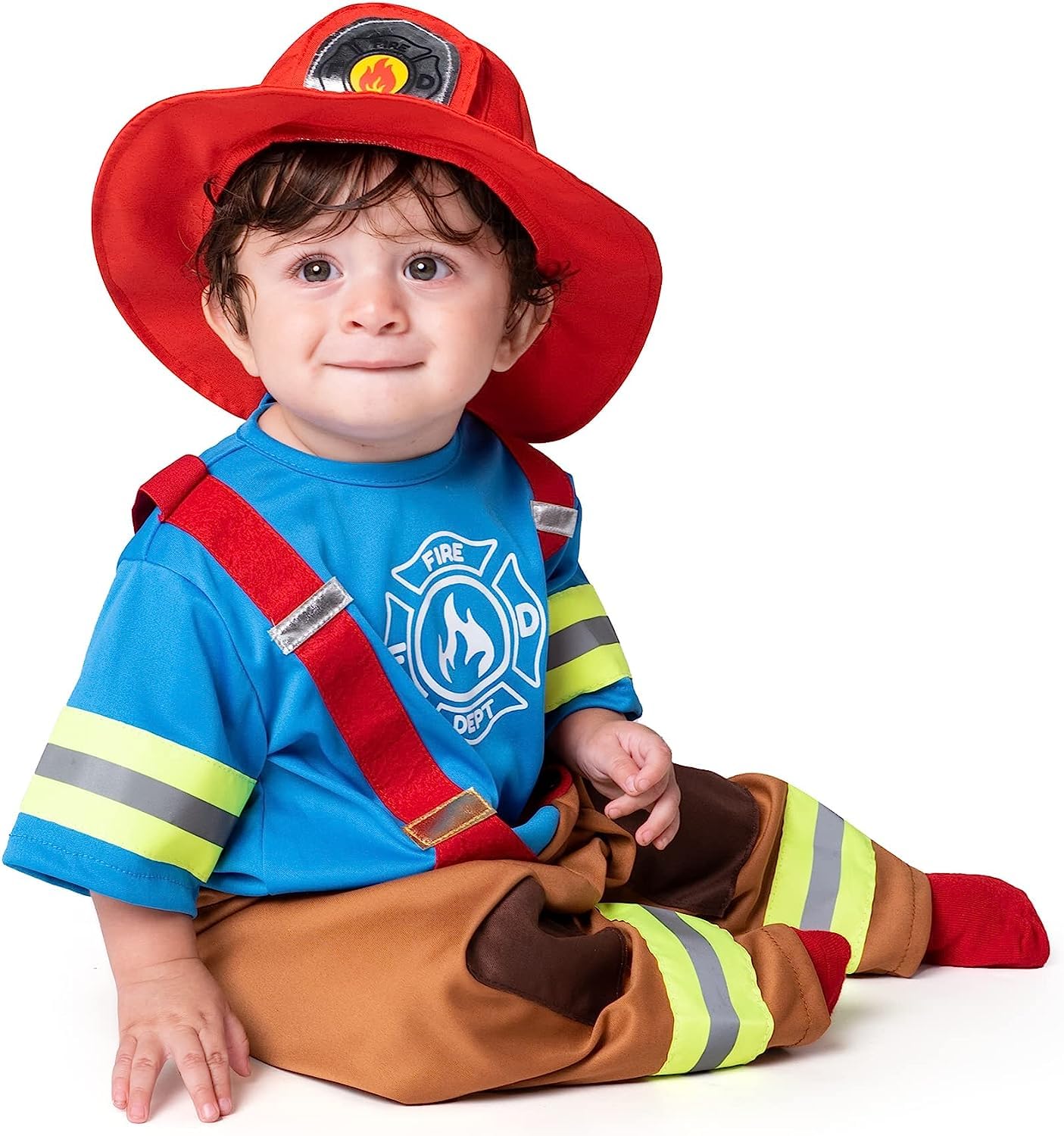 Spooktacular Creations Halloween Baby Mini Firefighter Costume  Toddler Fireman Costume Unisex for Boys and Girls Halloween Event School  Dress Up Party (6-12 months)