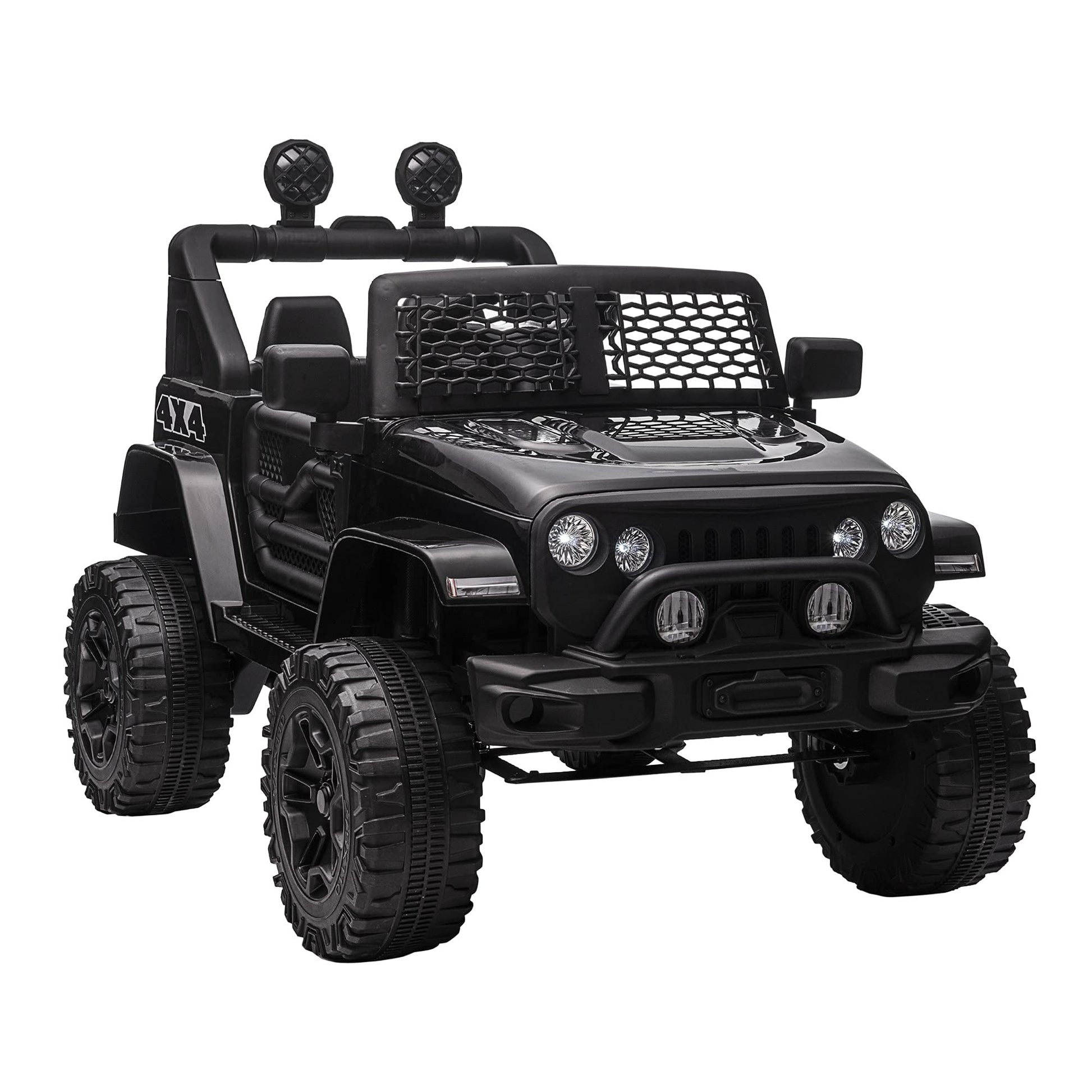 Aosom 12V Kids Ride On Truck With Parent Remote Control, Battery Powered Electric Car With Spring Suspension, Adjustable Speed, Led Lights And Horn, Black