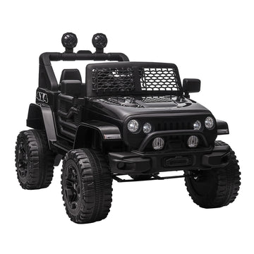 Aosom 12V Kids Ride On Truck With Parent Remote Control, Battery Powered Electric Car With Spring Suspension, Adjustable Speed, Led Lights And Horn, Black