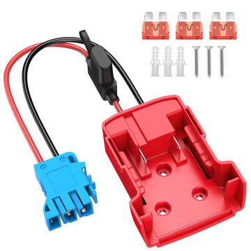 Azocek Power Wheels Adapter For Milwaukee M18 Battery With Wire Harness Connector Compatible With Peg-Perego Children Ride-On Ca
