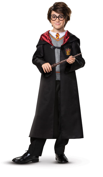 Harry Potter Costume Combo, Official Wizarding World Harry Potter Hooded Robe, Glasses And Wand For Kids, Size Large (10-12)