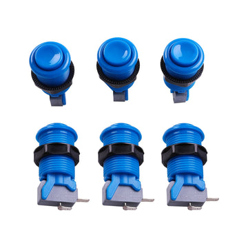 Easyget Arcade Push Button Set - 6 Piece HAPP Type, 30MM, Blue, Plastic, Model EA-MS-BUT-01 for Mame/Jamma Video Games