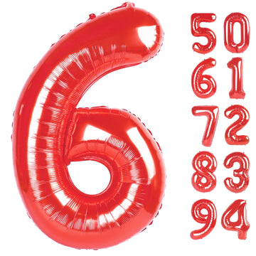 Red 6 Balloon, Number Balloon 40 Inch, For Red And Black Transformers Marvel Ladybug Party Supplies 6Th Balloons For Birthday, 6