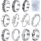 Mucal Fidget Rings For Anxiety 8Pcs Stainless Steel Spinner Ring Anti Anxiety Ring Spinning Moon Star Cool Stress Relieveing Rings For Women Men, Fidget Rings With Beads