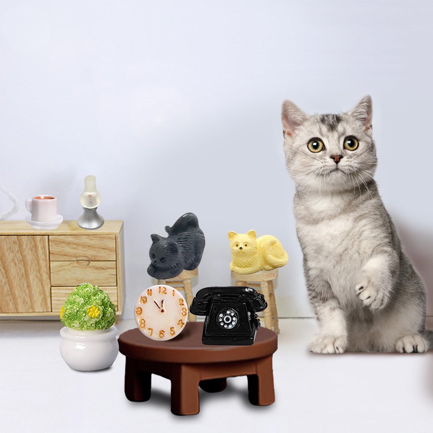 23Pcs Brown Dollhouse Mini Furniture Kit Decoration Diy Accessories Including Dining Room Sitting Living Bedroom Set Toys For Ba