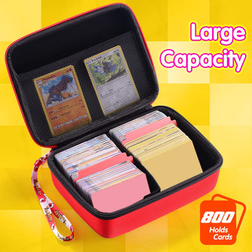 Tombert 800+ Carrying Case For Ptcg Trading Cards, Gifts For Boys, Hard-Shell Storage Box Fits Ptcg And Magic Mtg Cards, Holds 800+ Cards (Red&White-Xl)