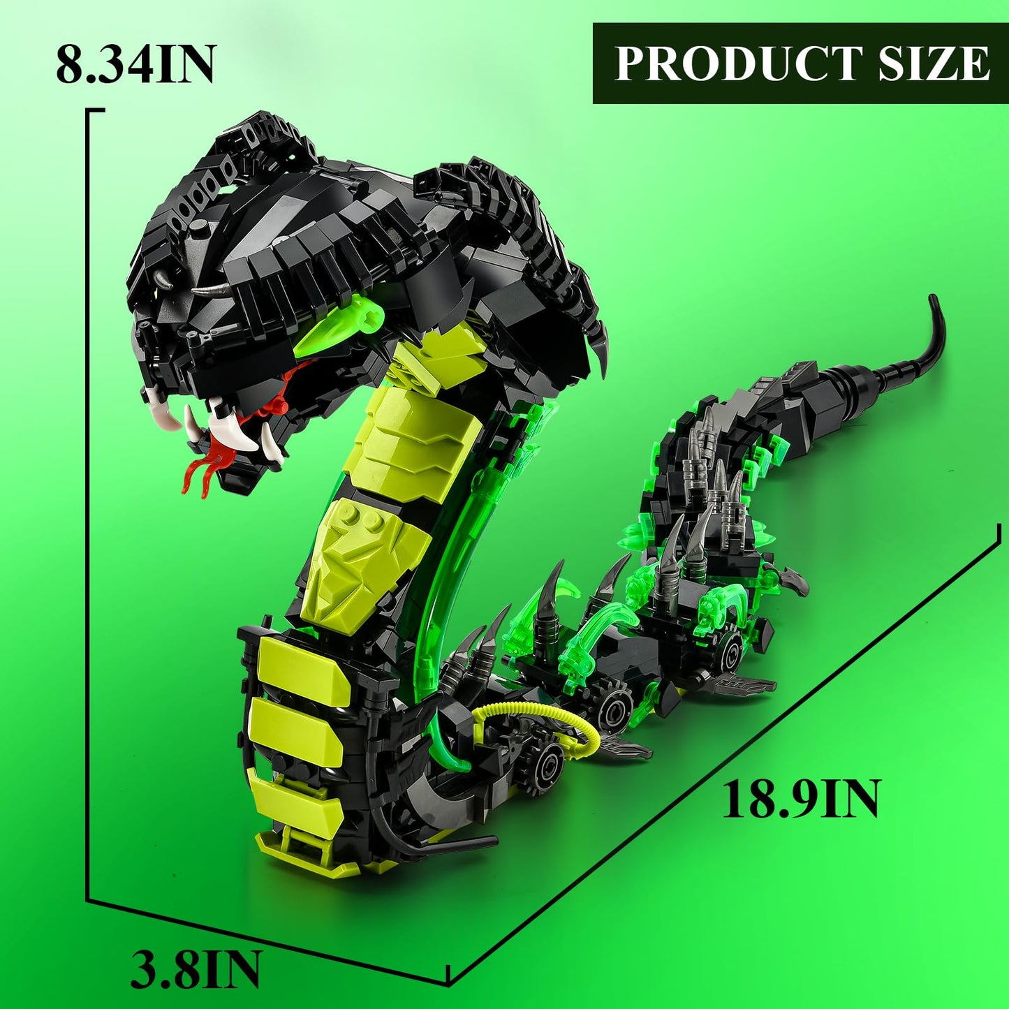 Mechanical Snake Building Sets Creative Snake Animal Collection Toy mature-themed Home or Office Decor STEM Building Toy Gift for Teens Girl and Boys 8-14 (689PCS)