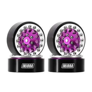 Injora 1.3 '' Aluminium Beadlock Wheels For Trx4M Scx24 1/24 1/18 Rc Crawler Upgrade(Silver Purple)
