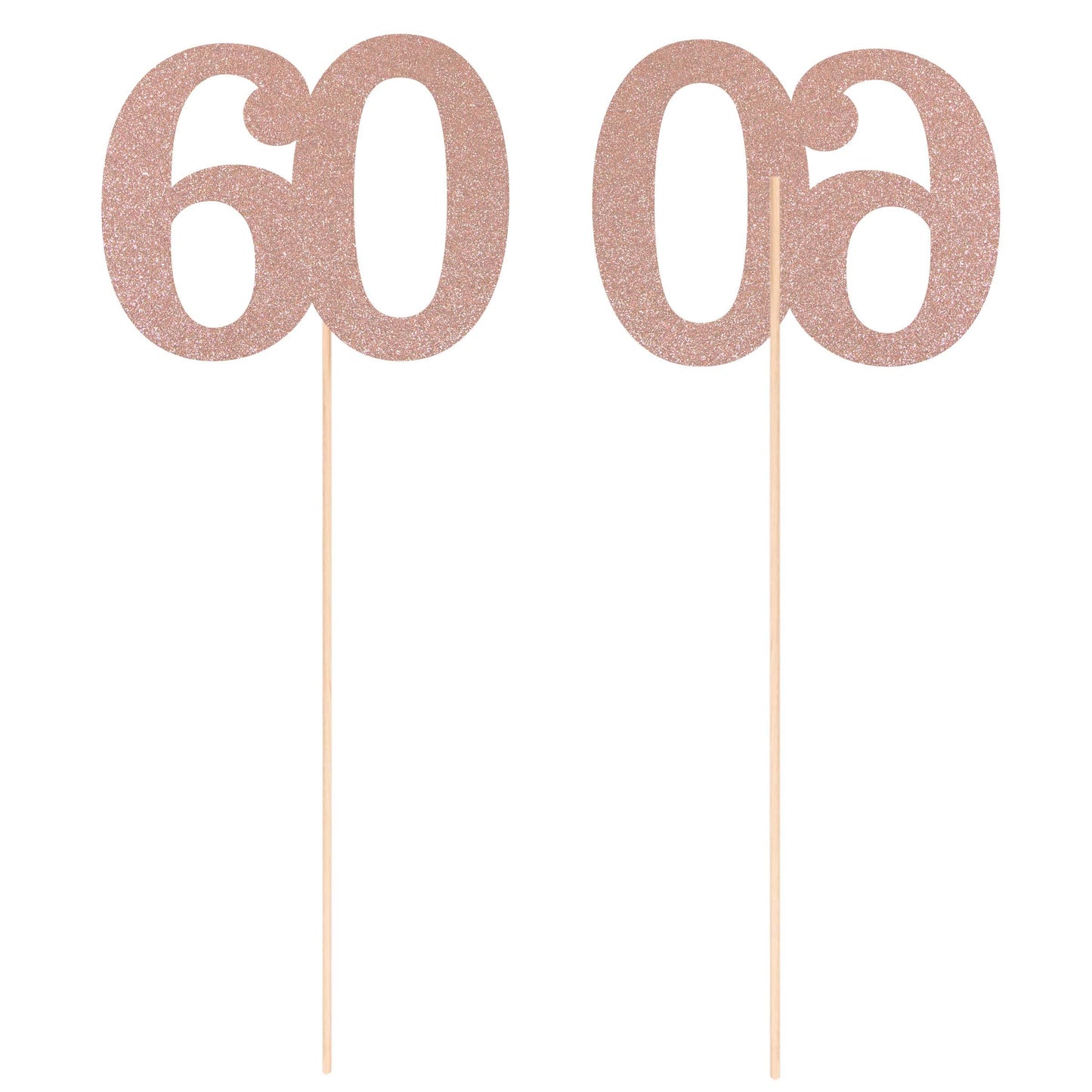 Gexolenu No 60, 10 Pack Double-Sided Rose Gold Glitter 60Th Birthday Centerpieces For Tables, Number 60 Birthday Table Toppers P