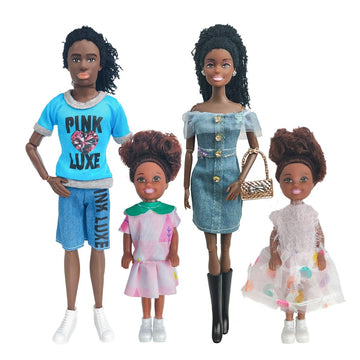 Chioldilly Interactive Family Toy Fun Action Figures Set, Imaginative Educational Family Doll Play, For Kids 3+(Editions E)