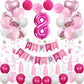 Sweet 8Th Birthday Decorations For Girls, Pink And White 8 Happy Birthday Balloons,8Th Birthday Party Supplies For Daughter Her