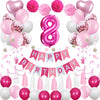 Sweet 8Th Birthday Decorations For Girls, Pink And White 8 Happy Birthday Balloons,8Th Birthday Party Supplies For Daughter Her