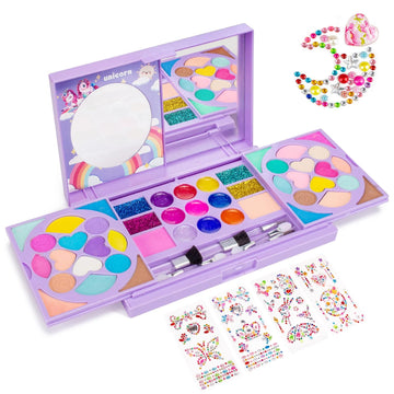 Tomons Kids Makeup Kit for Girl Princess Real Washable Cosmetic Toy Beauty Set with Mirror - Non Toxic, Birthday Toys Gift for 3