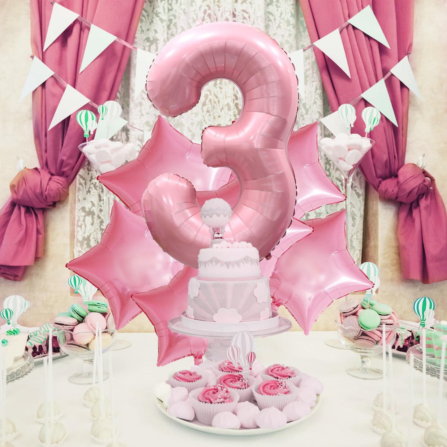 40 Inch Pink 13 Balloon Numbers, Large Number 13 Balloons Pink Foil Number Balloons, Light Pink 13th Foil Birthday Balloons for