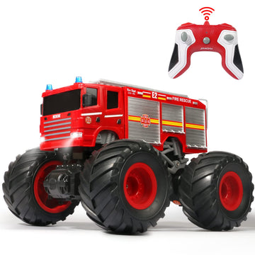 Vijisuki Remote Control Fire Truck Monster Truck Toy,1/18 Rc Fire Truck,2.4Ghz Offroad Hobby Rc Racing Car With Led, High Speed,