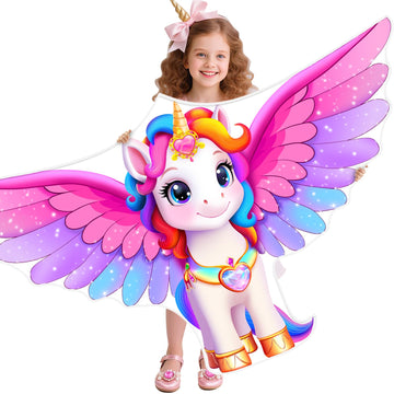 YFAFENG 59 Giant Unicorn Kite for mature-themed  Easy Fly Rainbow Beach Kite with Long Tail  Durable Activities Toys for Girls  Boys Ages 12+ Birthday Gift for All Ages