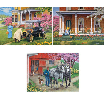Bits And Pieces - 300 Piece Jigsaw Puzzles For Adults - Value Set Of Three (3) - Classic Summer Large Piece Jigsaws By Artist Jo