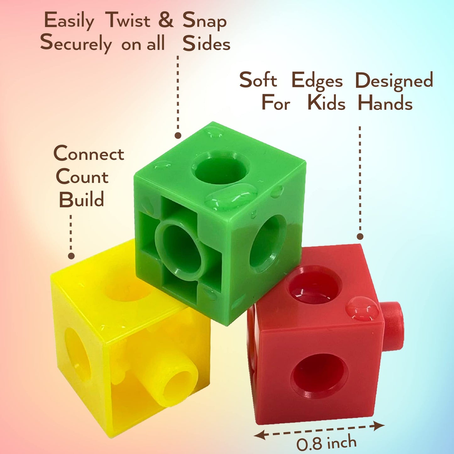 TOYLI 100 Piece Linking Cubes Set  Counting Blocks  STEM  Connecting Blocks  Math Manipulatives  Educational Toys for 5 Year Old