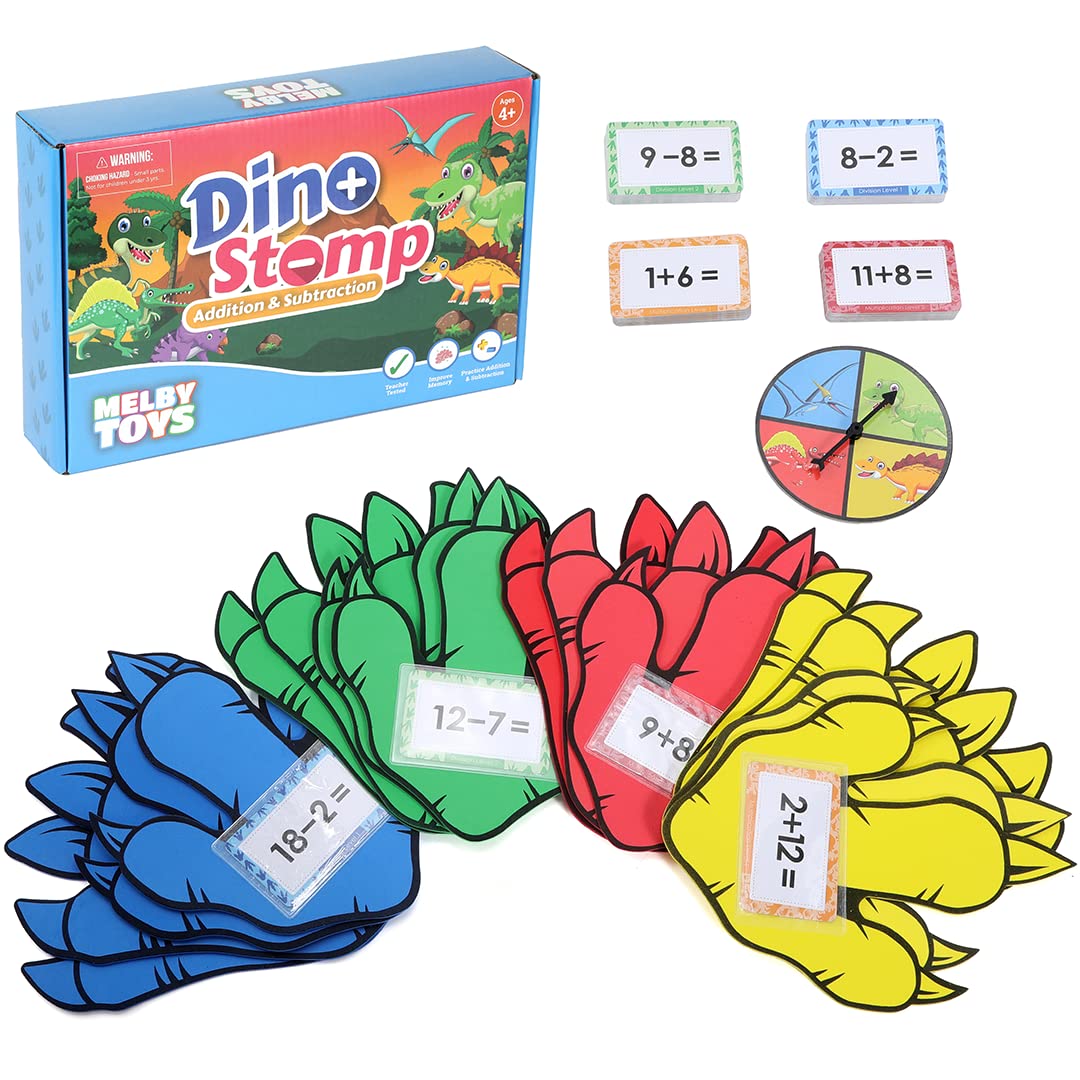 Dino Stomp Addition And Subtraction Games I Math Games For Kindergarten I Math Toys For Kids 5-7 I Addition And Subtraction Flashcards I Addition Games I Educational Kids Games