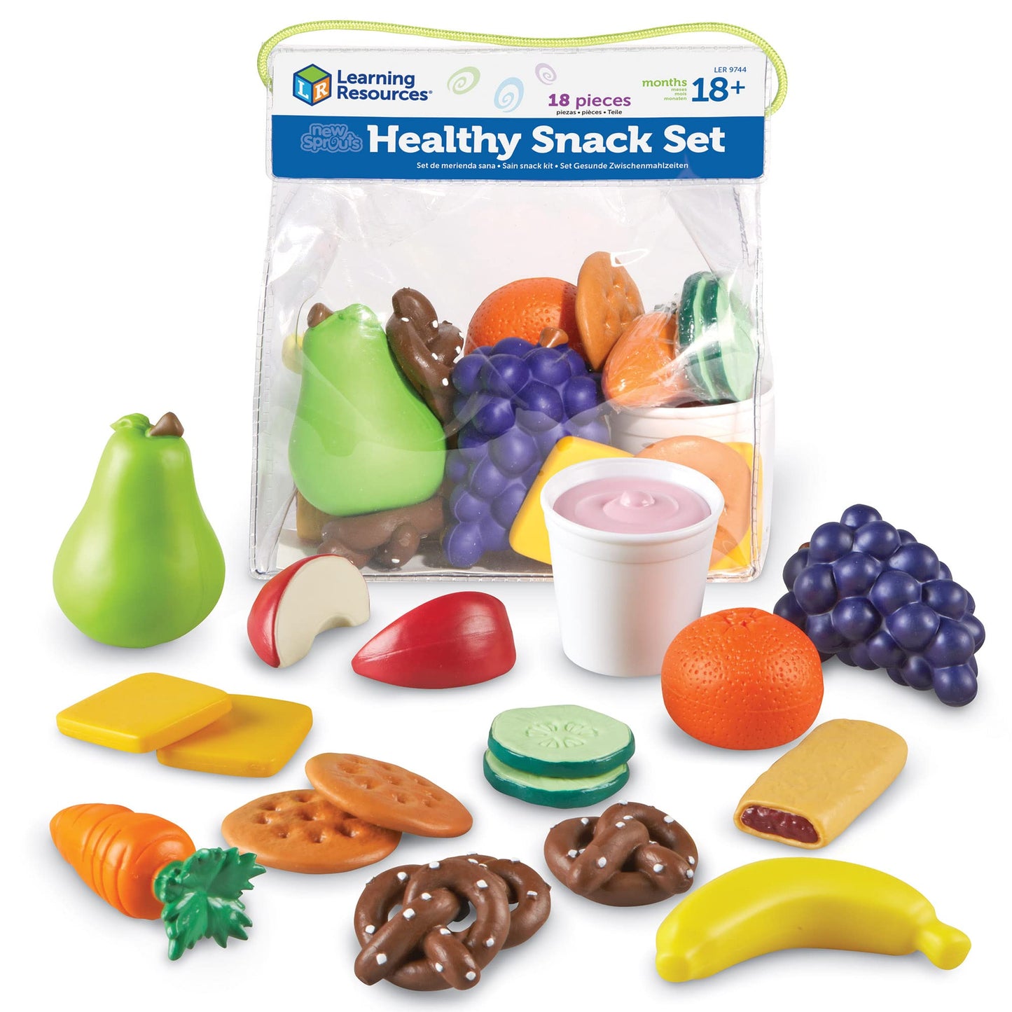 Learning Resources New Sprouts Healthy Snack Set - Pretend Play Food For Toddlers Ages 18+ Months, Preschool Learning Toys, Kitc