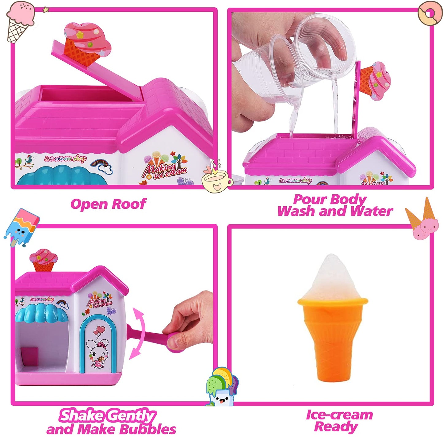AugToy Ice Cream Foam Maker Bath Toys for Toddlers, Small Pink Foam Set, Ages 3-5, Perfect for Easter & Birthday Gifts