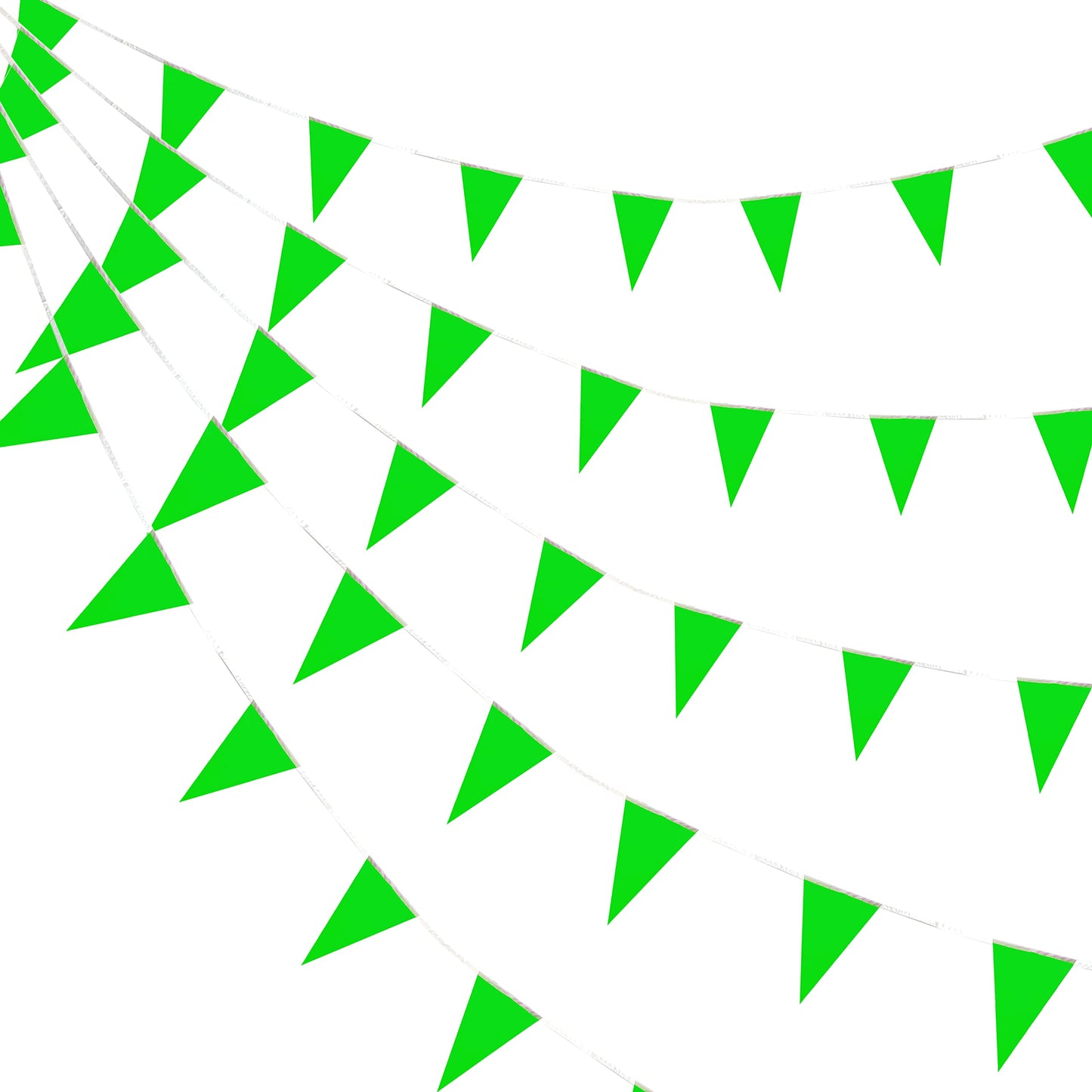 Consummate 100 Feet Green Pennant Banners Flags String Hanging Triangle Bunting Flags for Grand Opening,Kids Birthday,Party Deco