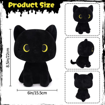 Lsydcarm Black Cat Plush Toy, Cute Black Cat Stuffed Animals Kawaii Black Cat Plushie Doll, Creative Soft Stuffed Cat Plush Toys