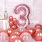 Aule 40 Inch Big Rose Gold 3 Balloon Number Large Foil Helium Number Balloons 0-9 Jumbo Giant Happy 3Rd Birthday Party Decoratio