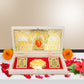 ARNAVIRA Gold Plated Photo Frame with Charan Paduka Pocket Temple for House Warming Gifts Return Gift Diwali Gift Puja Box (Shri