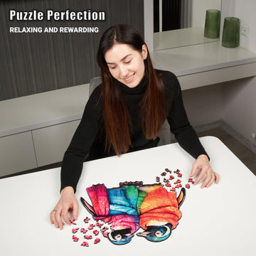 LEOGOR 350 Piece Wooden Puzzle - Penguins Arctic Charm, Extra-Thick 5mm, 16.7x14.9in, Hand-Shaped Marine Life Design, Gift for Puzzle Lovers