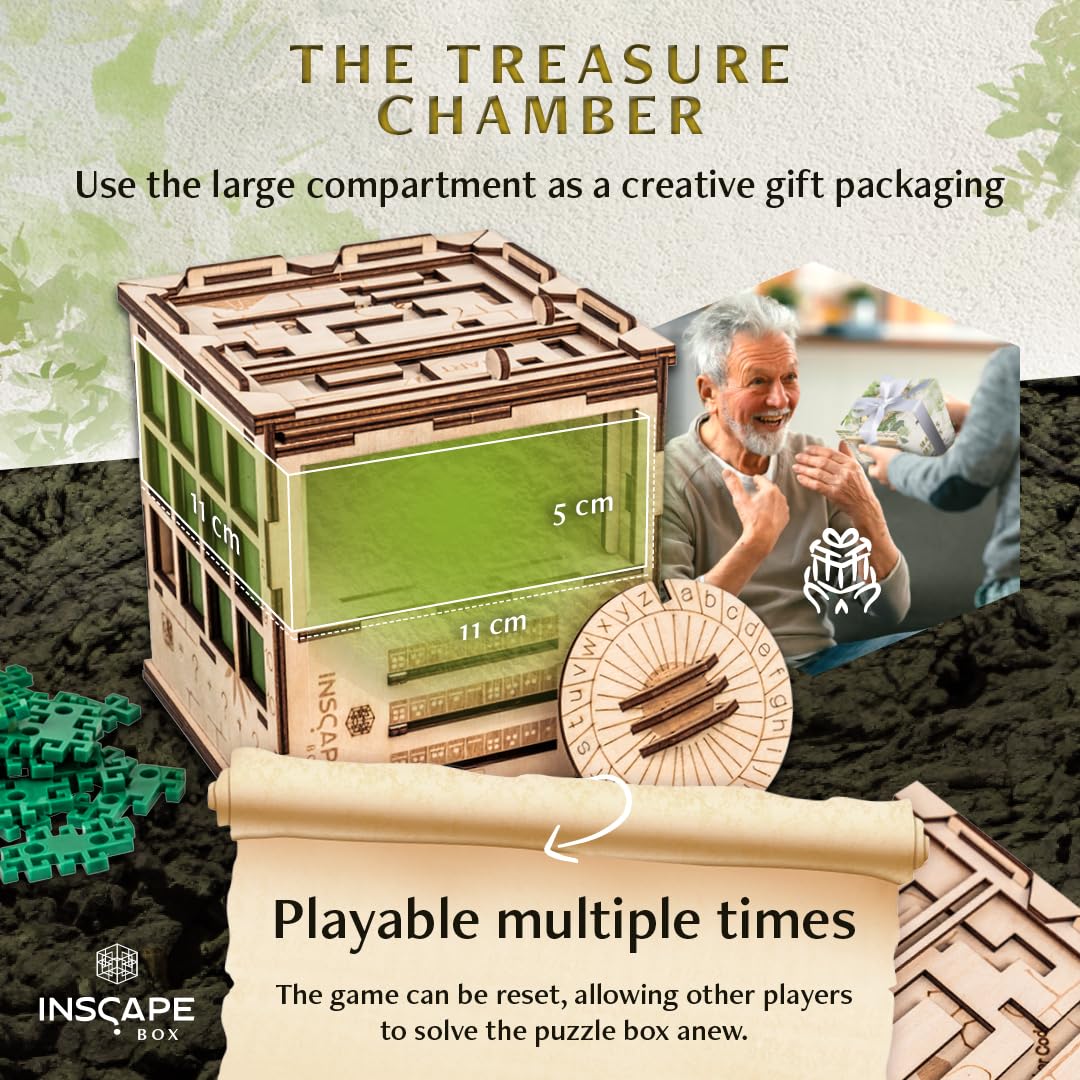 INSCAPE Puzzle Box - Maya's Myths Escape Room Game - Brain Teaser - Medium to Large, Birch Plywood, Hidden Compartments