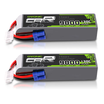 OVONIC 4S LiPo Battery 9000mAh 14.8V 130C RC Battery with EC5 Connector (2 Pack)