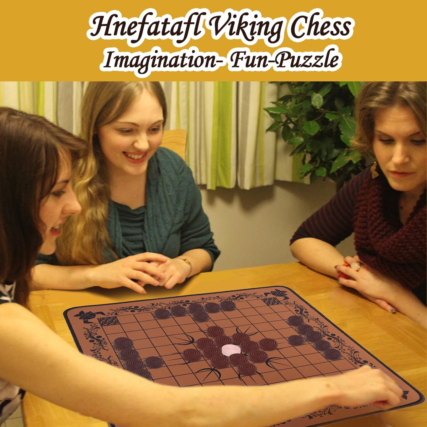 HNEFATAFL: Viking Chess Board Game  Authentic Traditional Two-Player Strategy Board Game  Travel Games with Chessboard. A Leather Game Board+37 Pieces+A Game Strategy+2 Plush Storage Bags