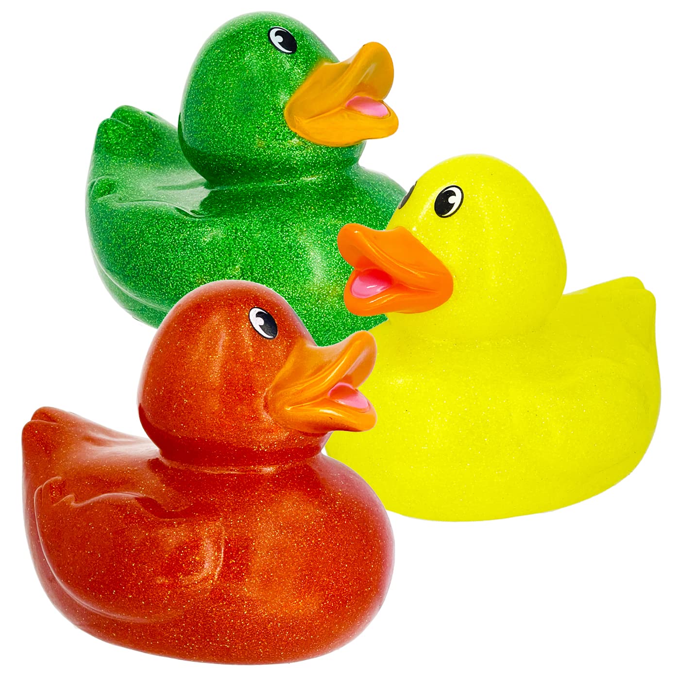 The Dreidel Company Giant Glitter Rubber Duck Toy With Sound Assortment Duckies For Kids, Bath Birthday Gifts Baby Showers Summe