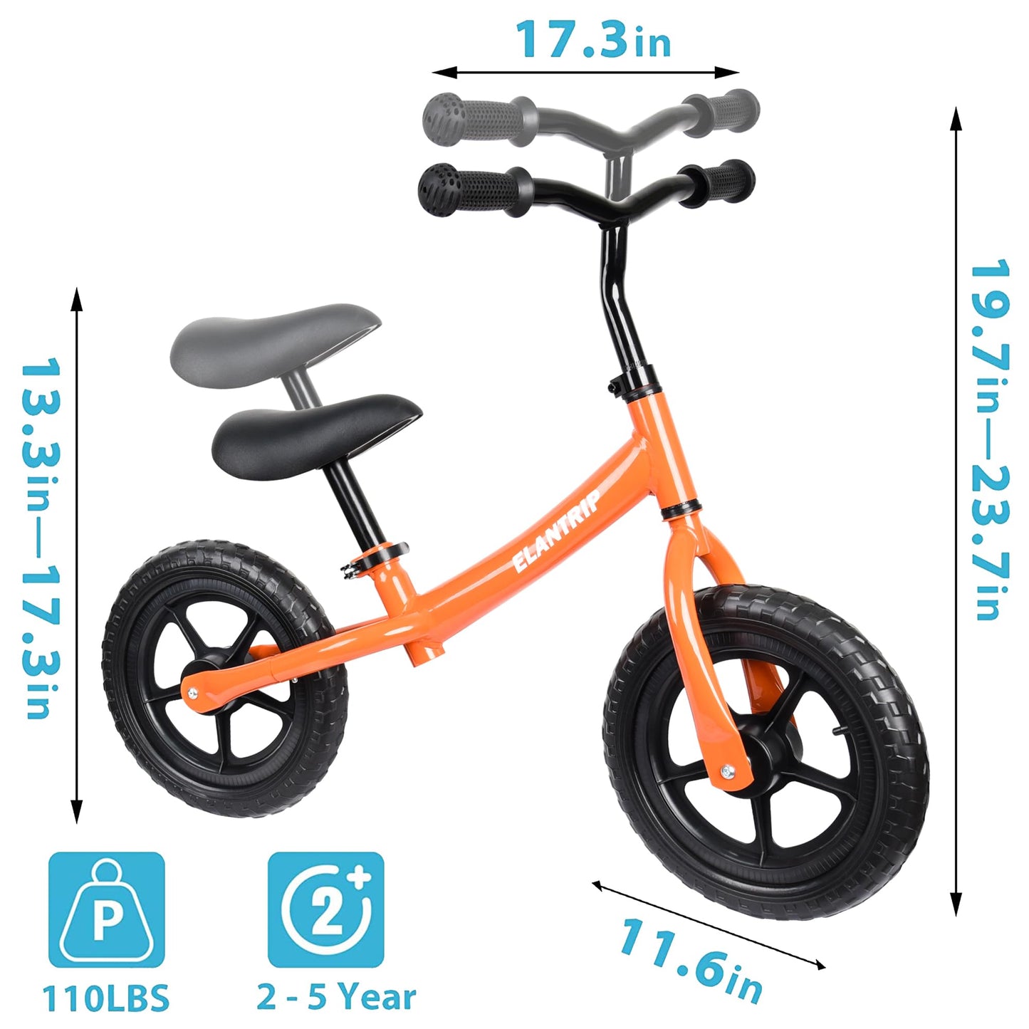 Elantrip Balance Bike, Lightweight Toddler Bike For 1-3 Year Old Boys, Birthday Gift Toys For 1-3 Year Old Boys And Girls, No Pedal Bikes For Kids With Adjustable Handlebar And Seat