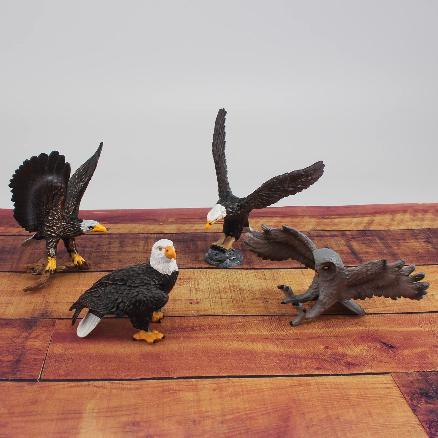 WONWONTOYS Forest Wildlife Bird Toy Set - Eagle Owl, Bald Eagle, Table Decorations, Christmas Scene, Cake Decoration, Children's