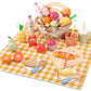 Pithfor Picnic Playset, Wooden Play Food Set for Kids Kitchen, Cutting Pretend Play Kitchen Food Toy for Toddlers Girls Boys 1 2