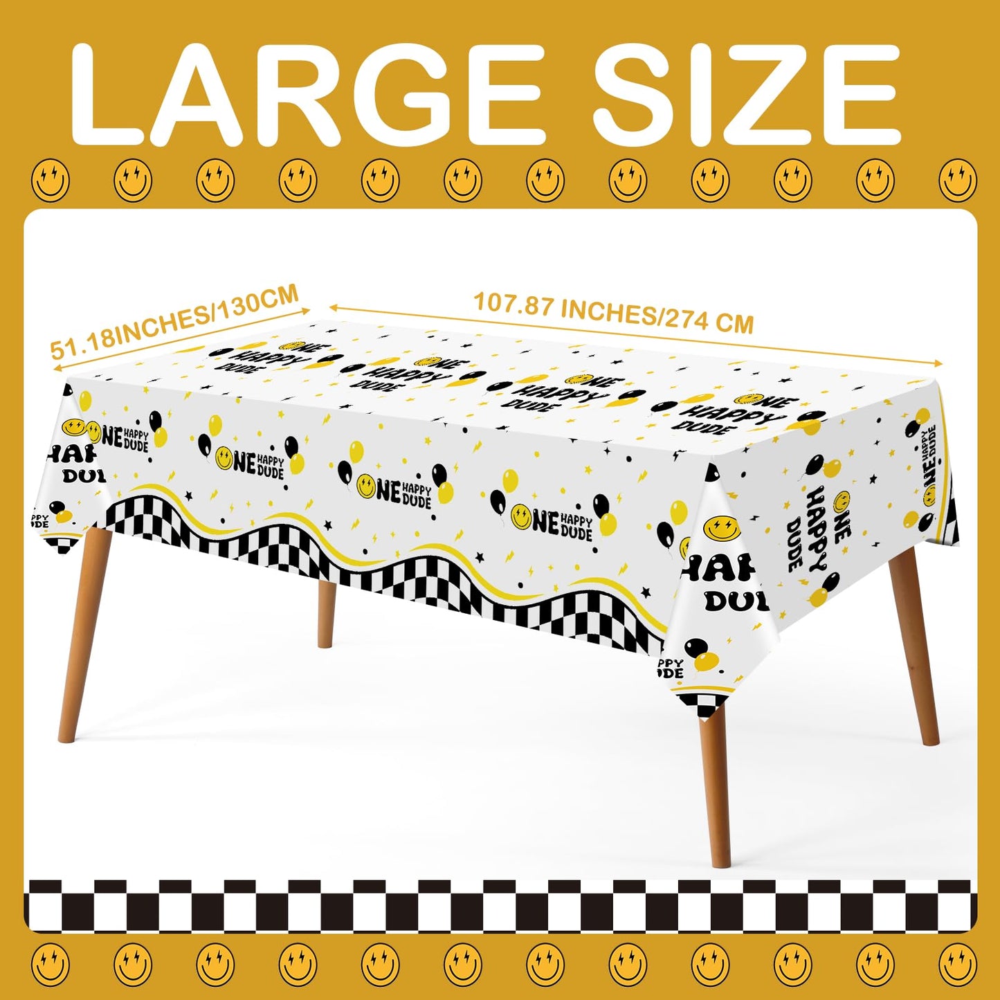 Suttmin 3 Pcs One Happy Dude Table Cloth One Happy Dude Birthday Decorations Plastic Smile Face Party Tablecloths 1st Birthday T