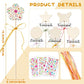AUGSUN 43Pcs Princess Fairy Wands Kit, 20Pcs Wood Fairy Wands 20 Ribbons with 3 Sheets Gem Stickers Birthday Party Supplies Make