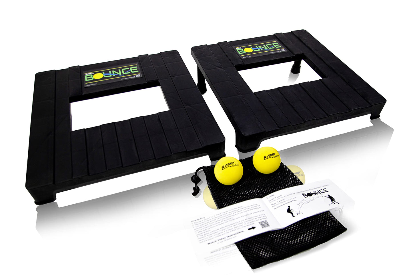 RampShot BOUNCE- Played Outdoors, Indoors, Yard, Beach, Tailgate, Park - Includes 2 Balls, Stickers and Rule Book - Great Family