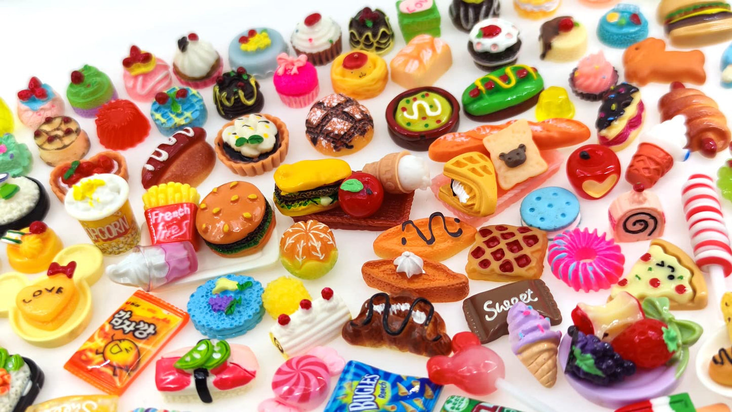 Nuanmu Miniature Food Drink Bottles Set - 100 Pieces, Small Resin Toys for Dollhouse Pretend Play, Multicolor, Model NM001
