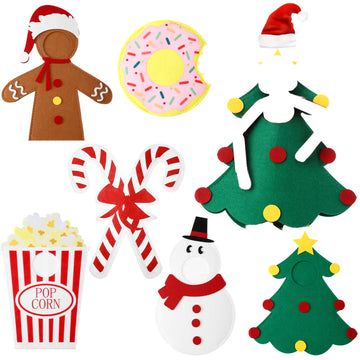 Rtteri 6 Pcs Christmas Elf Clothes Accessories Doll Costume Doughnut Christmas Tree Doll Clothes Felt Snowman Gingerbread Man Do
