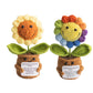 2Pcs Emotional Support Plush Sunflower  Crochet Plant Smile Flowers  Handmade Knitted Flowers Doll  Positive Crochetd Sunflowers Plant Decor with Positive Card  Desk Decor  Encouraging Cheer Up Gifts
