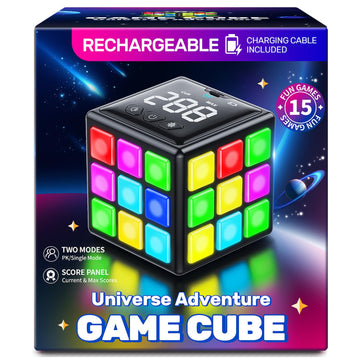 Niufunmal Rechargeable Game Cube, 15-In-1 Fun Brain Memory & Speed Games For Kids, Christmas Birthday Gifts For Boys Girls Ages