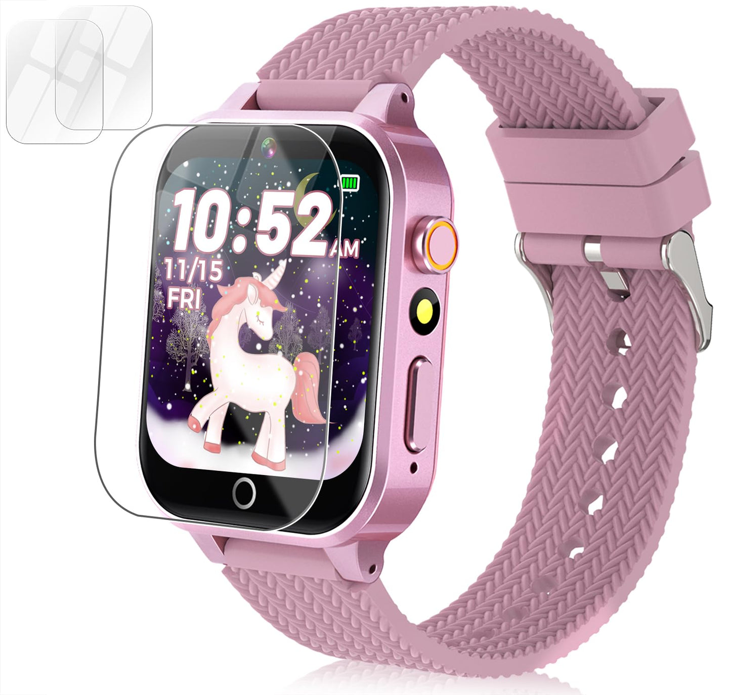 Kids Smart Watch for Girls Age 3-12 with 26 Games Audiobook Learning Cards HD Video Camera Touchscreen Music Player Pedometer Metal Case Kids Watch Toy Birthday Gift with 2 Screen Protector (Pink)