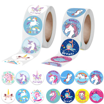1000 Pcs Unico Stickers,Cute Unicorn Stickers Roll Diy Stickers 1 Inch Self Adhesive Diy School Craft Sticker,Unico Stickers For Birthday Party Crafts Gift Decor Stickers 2 Roll