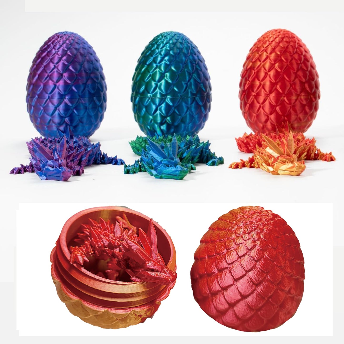 Fuisylr 3D Printed Dragon Egg,Dragon Eggs With Dragon Inside,Crystal Dragon Fidget Toys,Full Articulated Dragon Dragon In Egg,Ad